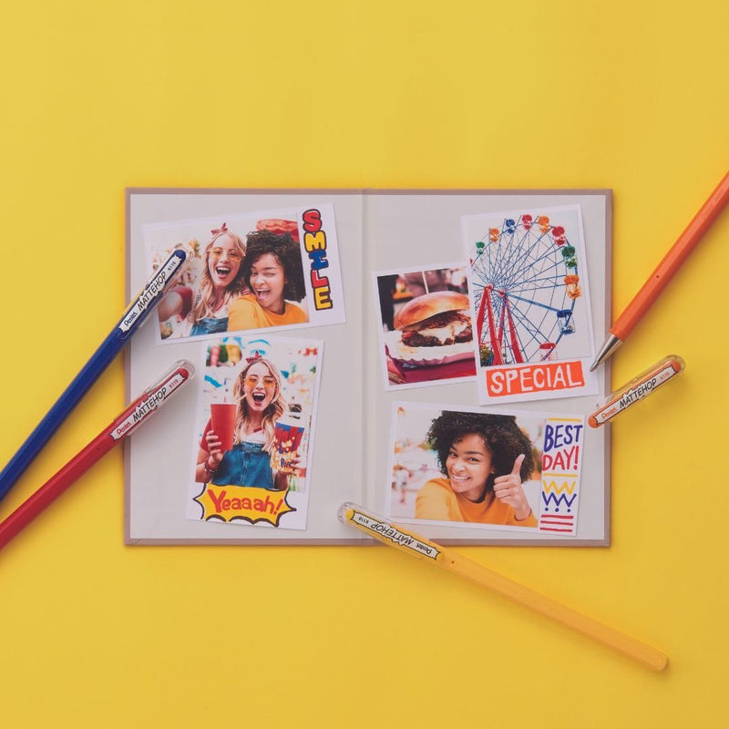 Pentel Mattehop Gel Pens Original Colours Set of 7 Scrapbook Photo Writing