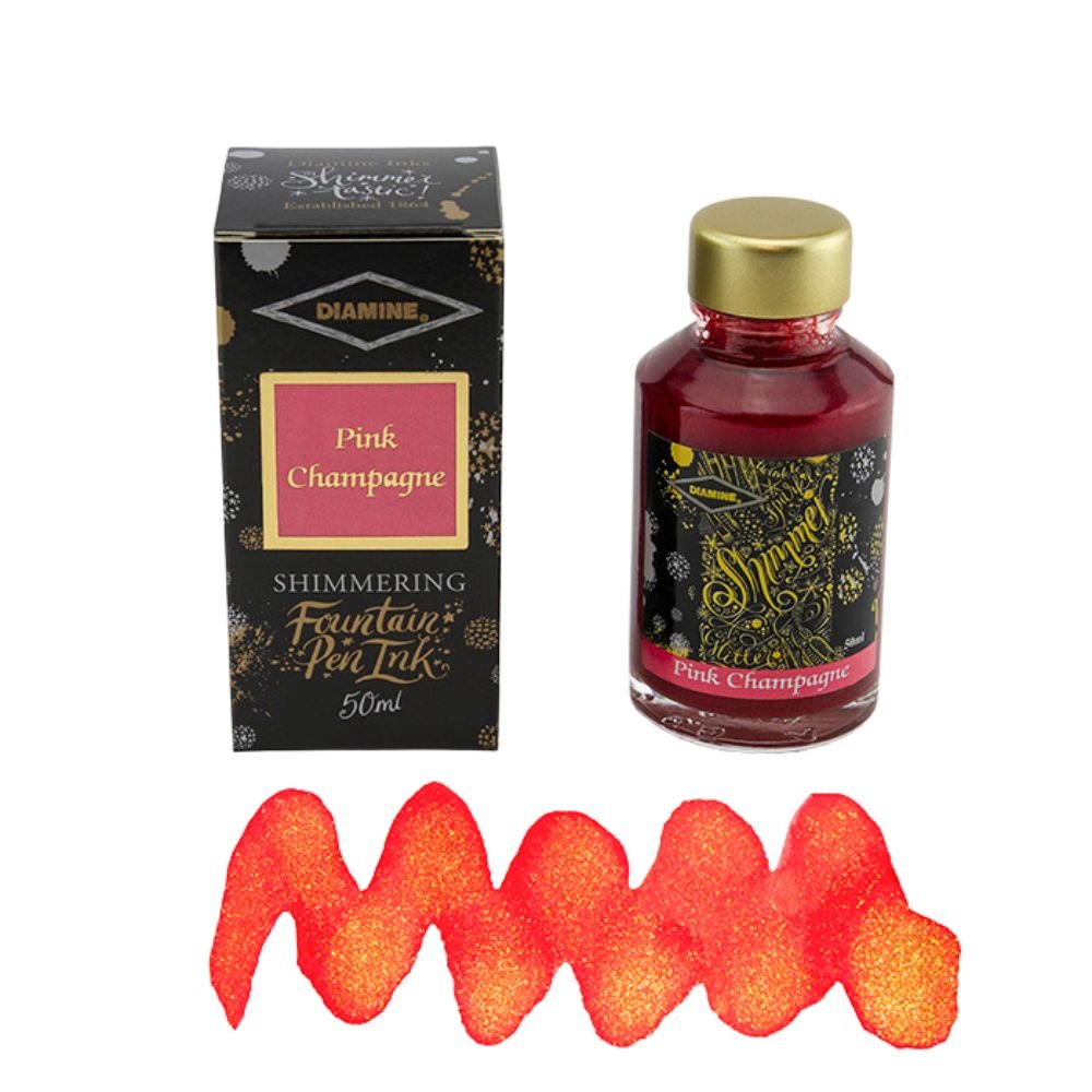 Pink Champagne Diamine Shimmering Fountain Pen Ink 50ml - Diamine - Under the Rowan Trees