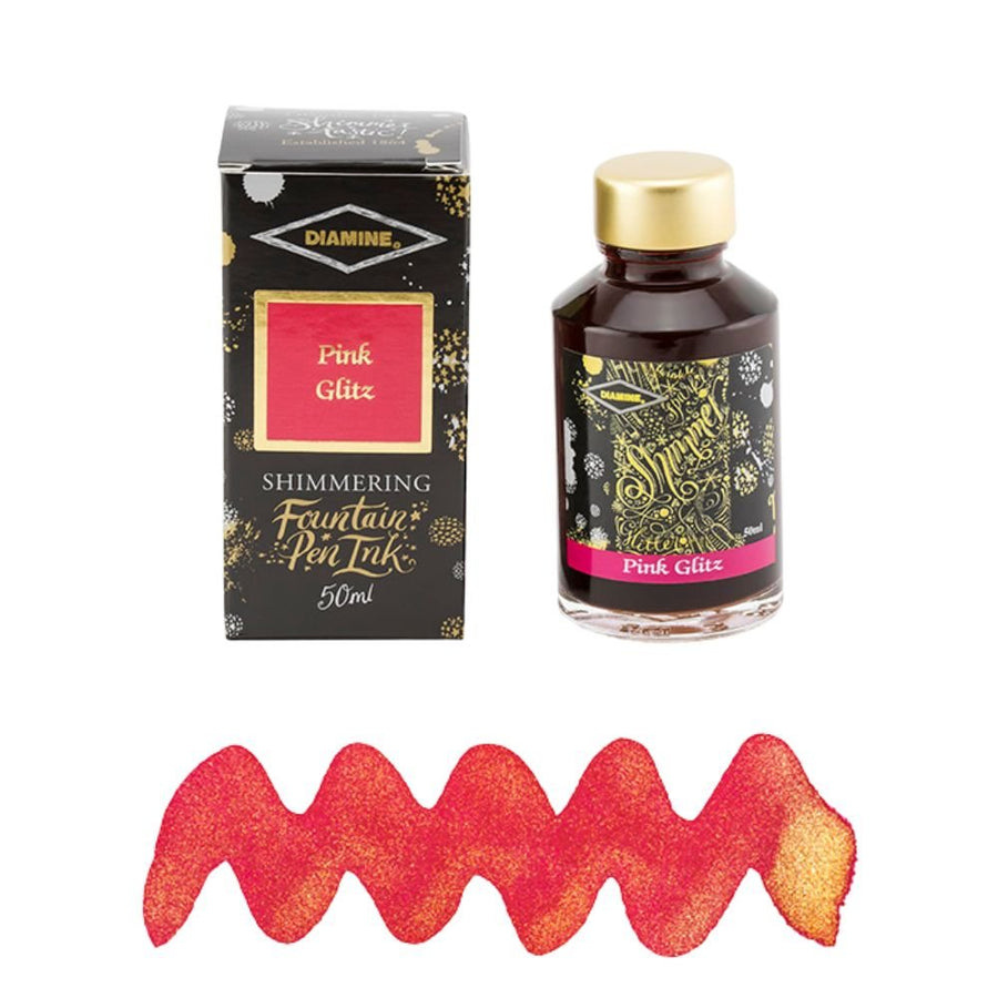 Pink Glitz Diamine Shimmering Fountain Pen Ink 50ml - Diamine - Under the Rowan Trees