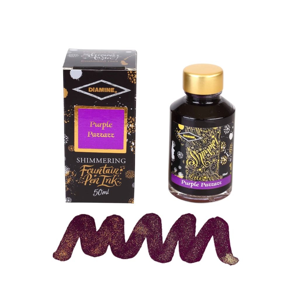 Purple Pazzazz Diamine Shimmering Fountain Pen Ink 50ml - Diamine - Under the Rowan Trees