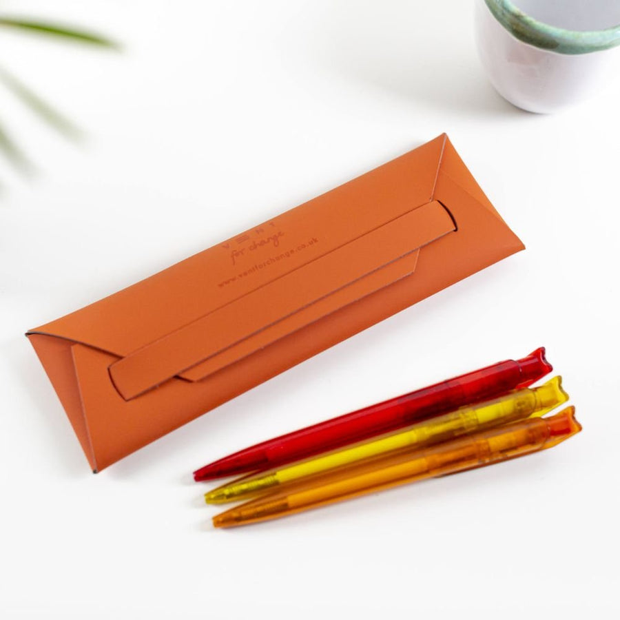 Recycled Leather Pen Pouch - Red - Vent for Change - Under the Rowan Trees