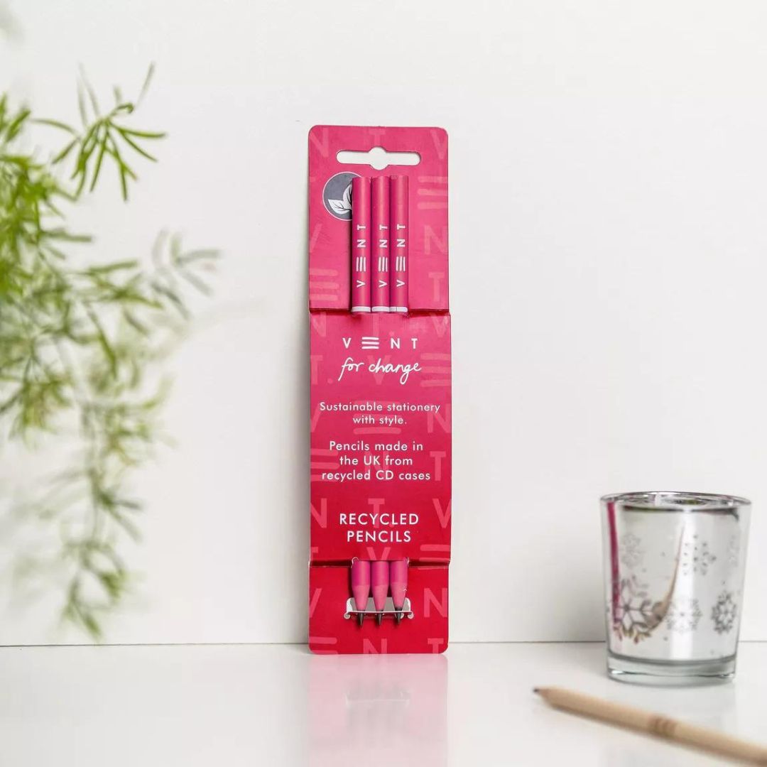Recycled Pencil Set Pink - Vent for Change - Pencils - Under the Rowan Trees