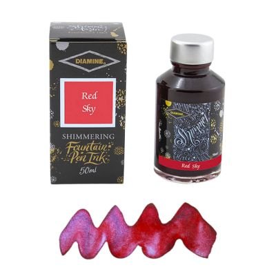 Red Sky Diamine Shimmering Fountain Pen Ink 50ml - Diamine - Under the Rowan Trees