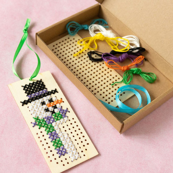 Snowman Bookmark Cross Stitch Kit-Craft Kits-Under the Rowan Trees-