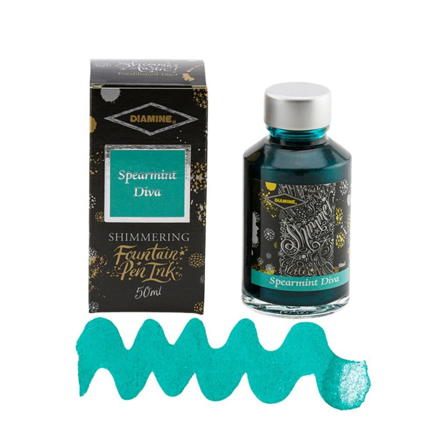 Spearmint Diva Diamine Shimmering Fountain Pen Ink 50ml - Diamine - Under the Rowan Trees