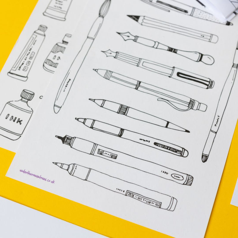 Stationery Sticker Sheets-Stickers-Under the Rowan Trees-Pens