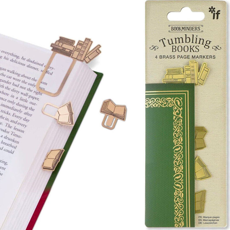 Tumbling Books Bookminders Brass Page Markers - Bookaroo - Bookmarks - Under the Rowan Trees