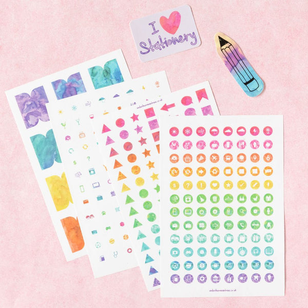 Watercolour Planner Stickers - Circles-Stickers-Under the Rowan Trees-