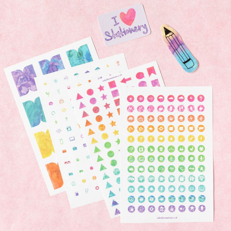 Watercolour Planner Stickers - Circles-Stickers-Under the Rowan Trees-