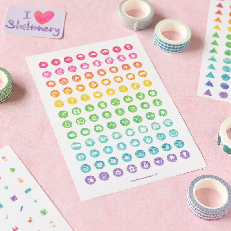 Watercolour Planner Stickers - Circles-Stickers-Under the Rowan Trees-