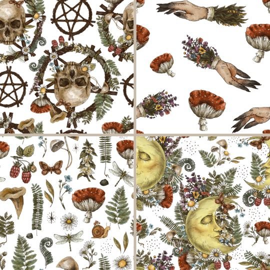 Wicca Scrapbook Papers Digital Download-Digital Downloads-Under the Rowan Trees-