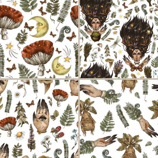 Wicca Scrapbook Papers Digital Download-Digital Downloads-Under the Rowan Trees-