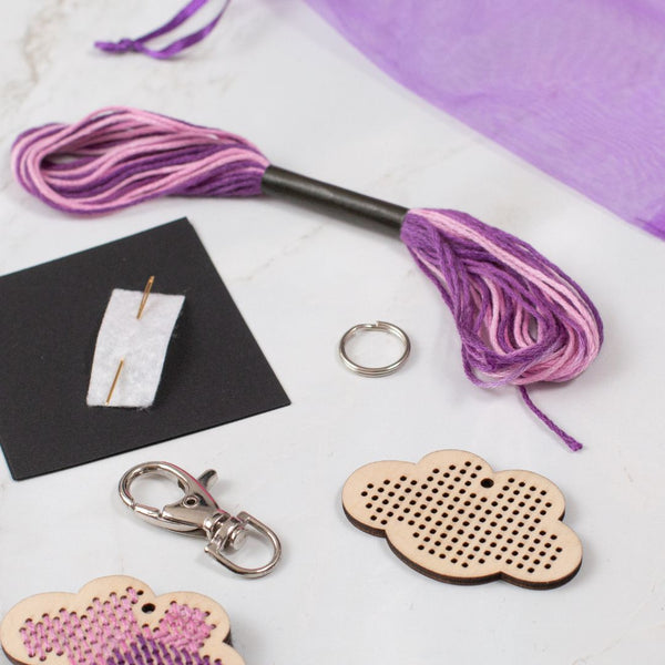 Wooden Cross Stitch Kit - Cloud-Craft Kits-Under the Rowan Trees-Keyring