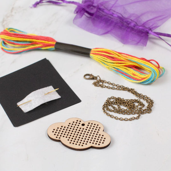Wooden Cross Stitch Kit - Cloud-Craft Kits-Under the Rowan Trees-Keyring