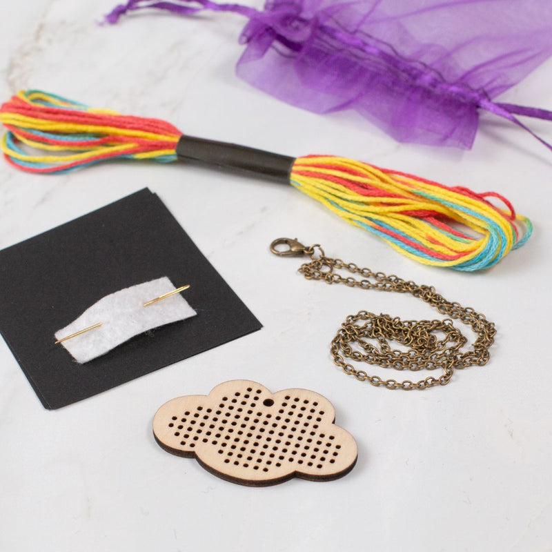 Wooden Cross Stitch Kit - Cloud-Craft Kits-Under the Rowan Trees-Keyring